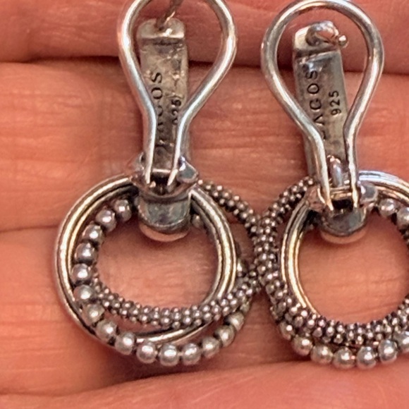 LAGOS 925 Silver Beaded Hoop Earrings - Picture 3 of 4